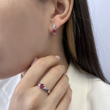 Серьги из серебра с  2340700259-30 от KRASNOE, металл Серебро, вставка Топаз Розовый