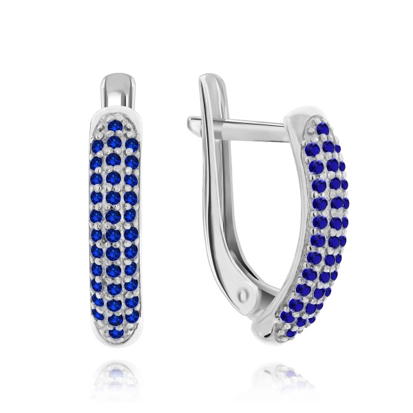 Серьги из серебра с нанокристаллами 2340880167-8 от KRASNOE, металл Серебро, вставка Кристалл ювелирный