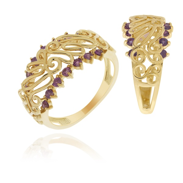 Кольцо из серебра с родолитами со скидкой