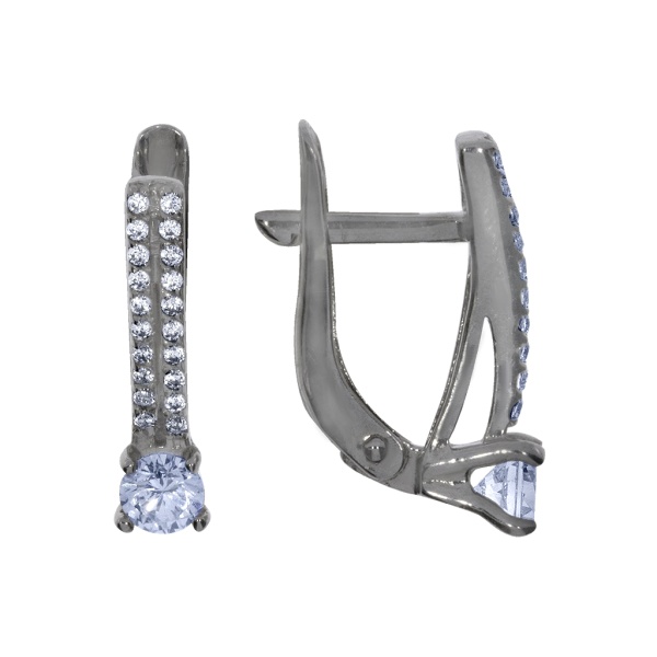 Серьги из серебра с фианитами 2340200019 от KRASNOE, металл Серебро, вставка Фианит