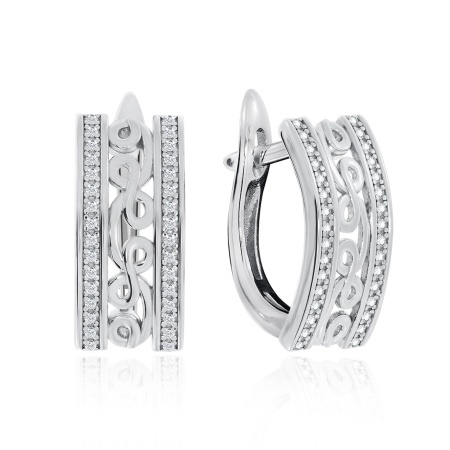 Серьги из серебра с фианитами 2340201361л от KRASNOE, металл Серебро, вставка Фианит