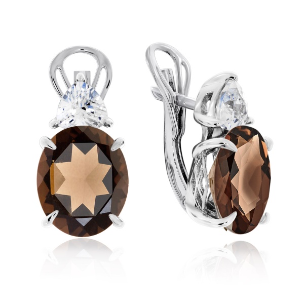 Серьги из серебра с раухтопазом