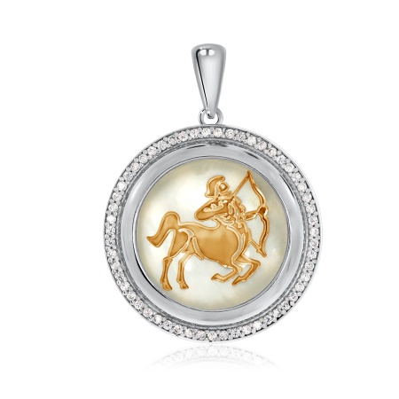 Купить подвеска из серебра с перламутром и фианитами