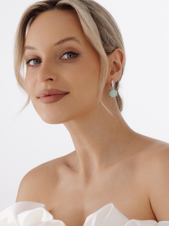 Серьги из серебра с амазонитами 2340370660 от KRASNOE, металл Серебро, вставка Амазонит