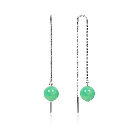 Серьги из серебра с нефритами 2340350710-9 от KRASNOE, металл Серебро, вставка Нефрит