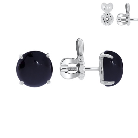 Пусеты из серебра с агатами