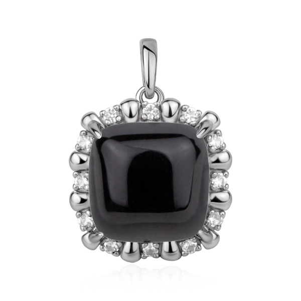 Купить подвеска из серебра с агатом и фианитами
