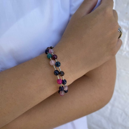 Купить браслет из серебра с проволока (с памятью)ом и агатами