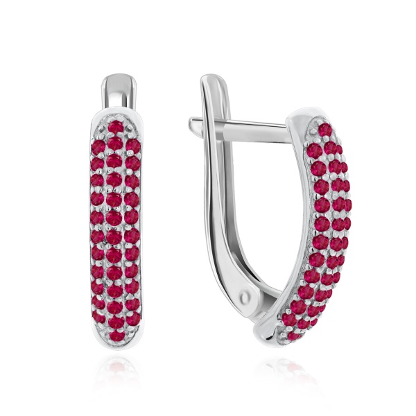 Серьги из серебра с натуральными корундами 2340220167-30 от KRASNOE, металл Серебро, вставка Корунд Синт.