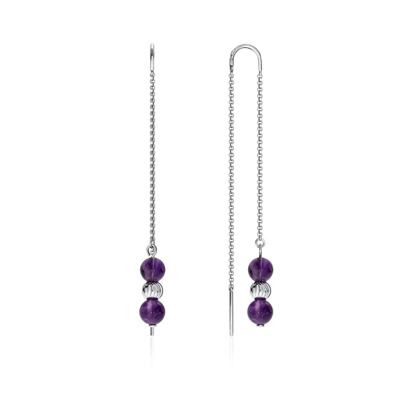 Серьги из серебра с аметист 2340060714 от KRASNOE, металл Серебро, вставка Аметист