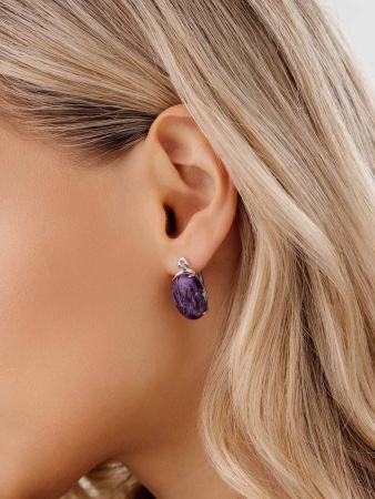 Серьги из серебра с чароитом