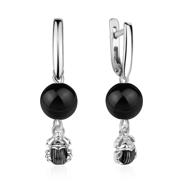 серьги из серебра с жадом 2348394719-20 от KRASNOE, металл Серебро, вставка Жад