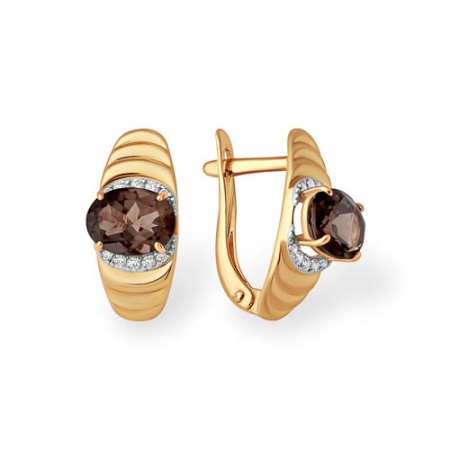 Серьги из золота с топазом С1347889 от KRASNOE, металл Золото, вставка Раухтопаз