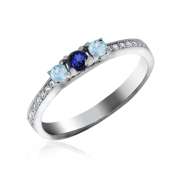 Кольцо из серебра с нанокристаллом, ситаллами и фианитами со скидкой