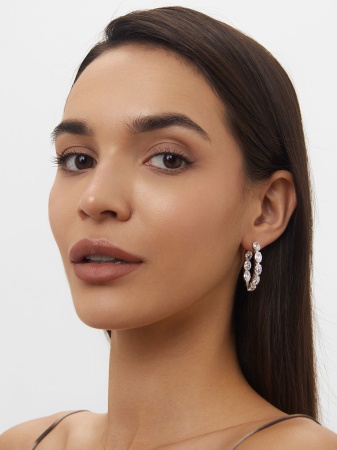 Серьги из серебра с фианитами 2340201183 от KRASNOE, металл Серебро, вставка Фианит