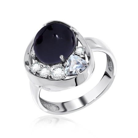 Купить кольцо из серебра с агатом и фианитами в интернет-магазине KRASNOE