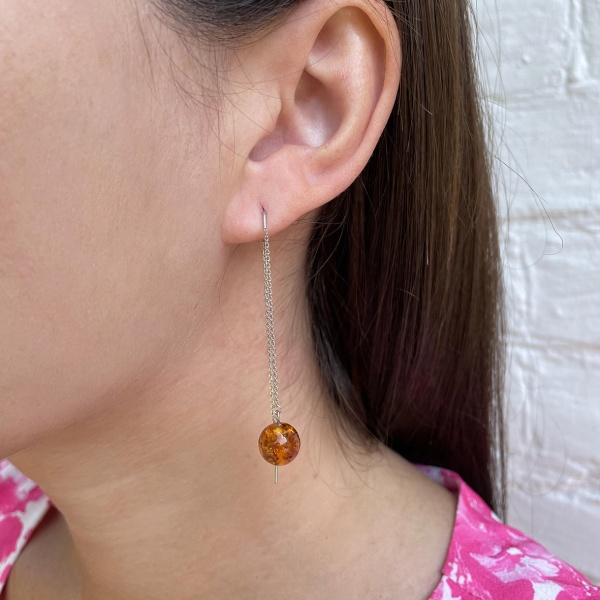 Серьги из серебра с янтарём