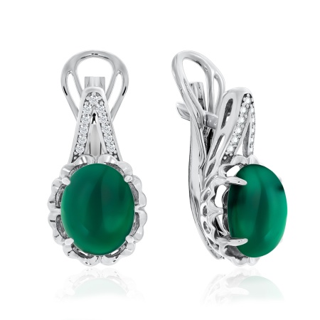 Серьги из серебра с агатами и фианитами 2340391213л-60 от KRASNOE, металл Серебро, вставка Агат Серьги из серебра с агатами и фианитами 2340391213л-60 от KRASNOE, металл Серебро, вставка Агат