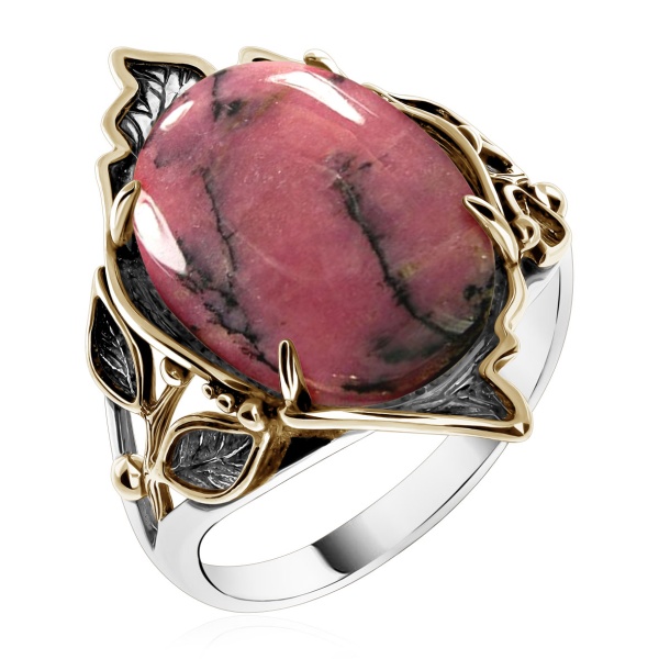Купить кольцо из серебра с родонитом в интернет-магазине KRASNOE