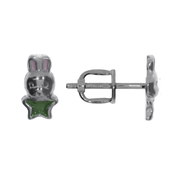 Пусеты из серебра с эмальом со скидкой