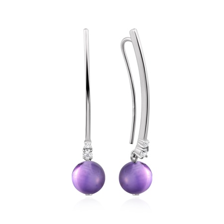 Серьги из серебра с аметистами и фианитами