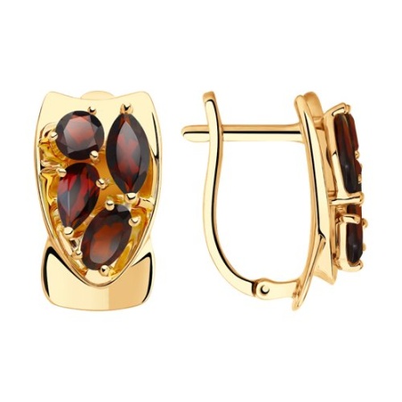 Серьги из золота с гранатом 725865 от KRASNOE, металл Золото, вставка Гранат