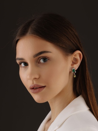 Серьги из серебра с агатами, ситаллами и фианитами 2340392662л-60 от KRASNOE, металл Серебро, вставка Агат