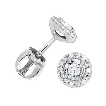 Пусеты из серебра с топазами и фианитами