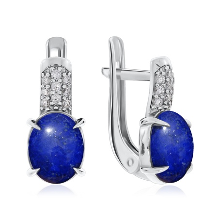 Серьги из серебра с лазуритами и фианитами 2340470373л от KRASNOE, металл Серебро, вставка Лазурит Серьги из серебра с лазуритами и фианитами 2340470373л от KRASNOE, металл Серебро, вставка Лазурит