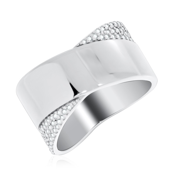 Кольцо из серебра с фианитами со скидкой