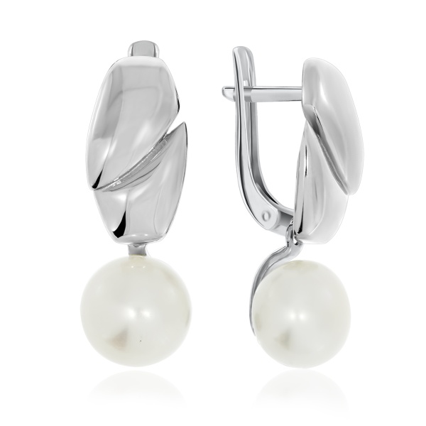 Серьги из серебра с жемчугом со скидкой