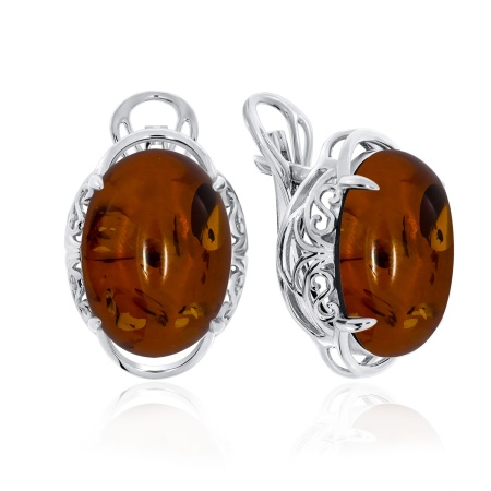 Серьги из серебра с янтарём