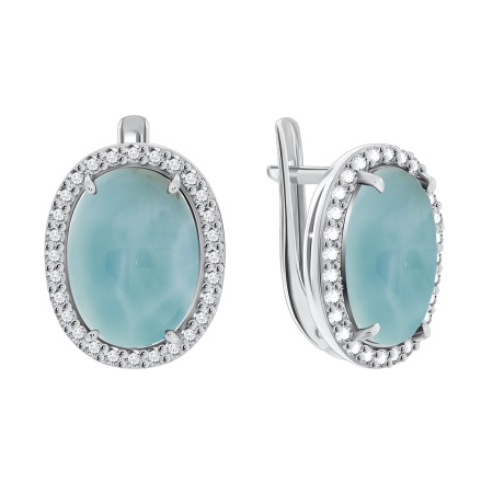 Серьги из серебра с ларимаром со скидкой