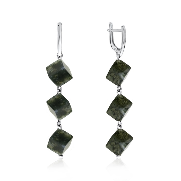 Серьги из серебра с агатами