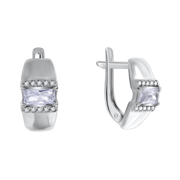 Серьги из серебра с фианитами со скидкой