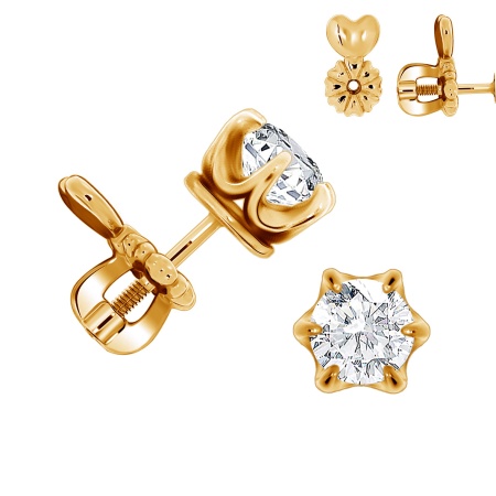 Пусет из серебра с фианитами