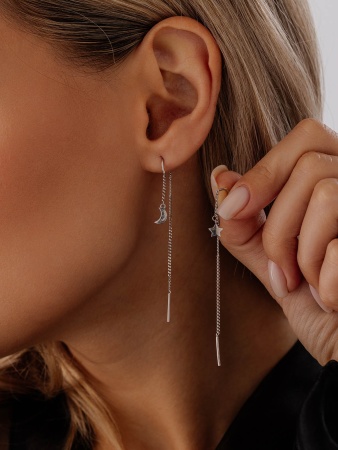 Серьги из серебра без вставок 2340404831 от KRASNOE, металл Серебро, вставка Без вставок