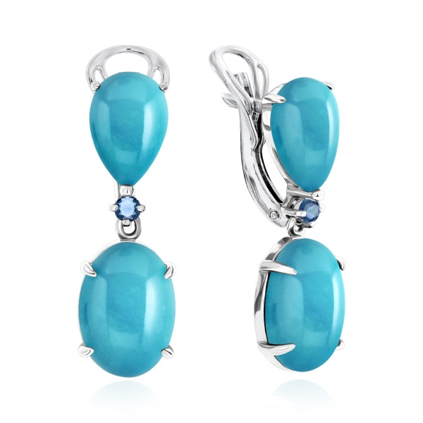 Серьги из серебра с бирюзой (имитация из природного материала) в ювелирном интернет-магазине