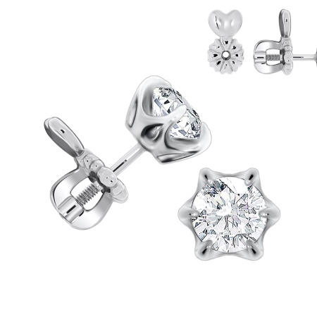 Пусеты из серебра с фианитами