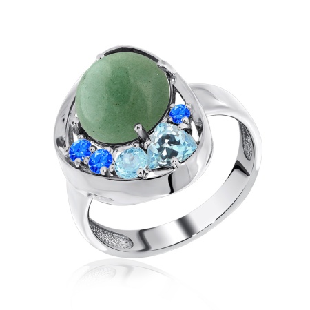 Купить кольцо из серебра с авантюрин натур.ом, ситаллами и фианитами в интернет-магазине KRASNOE Купить кольцо из серебра с авантюрин натур.ом, ситаллами и фианитами в интернет-магазине KRASNOE