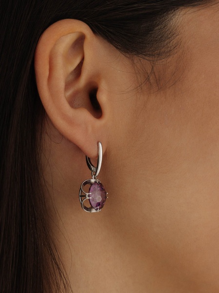 Серьги из серебра с фианитами