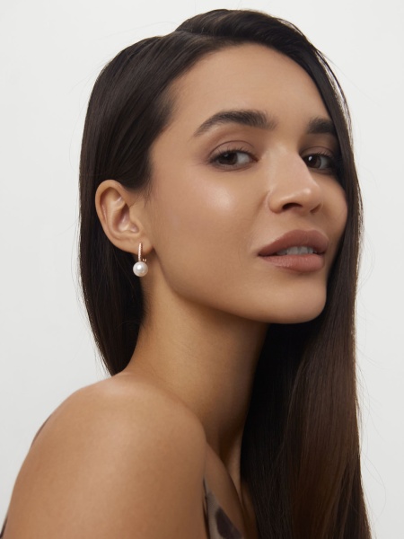 Серьги из серебра с жемчугами и фианитами в ювелирном интернет-магазине