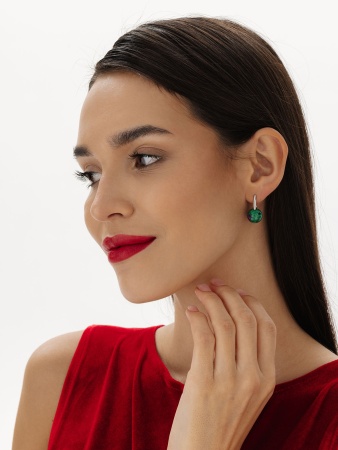 Серьги из серебра с рубин-цоизитами