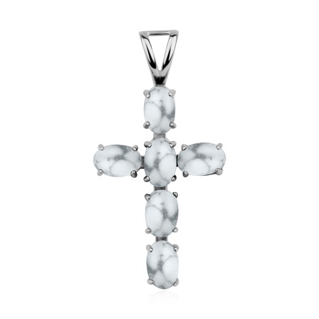 Крест декоративный из серебра с кахолонгом 