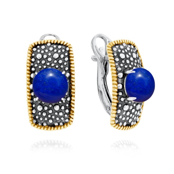 Серьги из серебра с лазуритами 2317471751 от KRASNOE, металл Серебро, вставка Лазурит