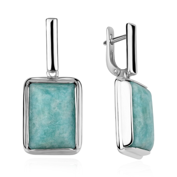 Серьги из серебра с амазонитами в ювелирном интернет-магазине
