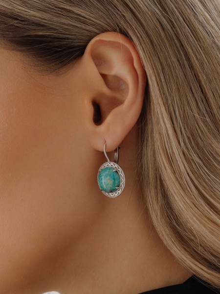Серьги из серебра с бирюзой со скидкой