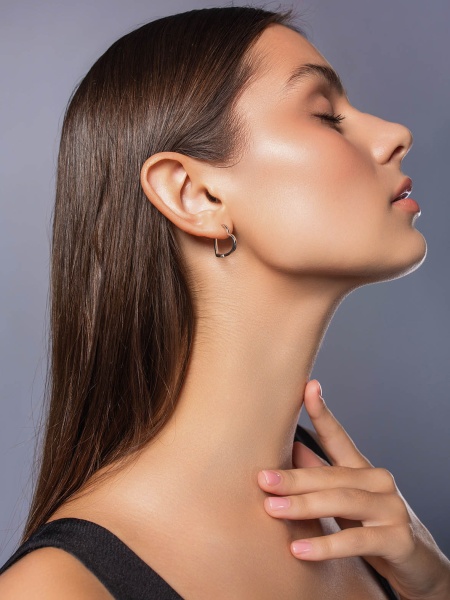 Серьги из серебра без вставок 2340401893 от KRASNOE, металл Серебро, вставка Без вставок