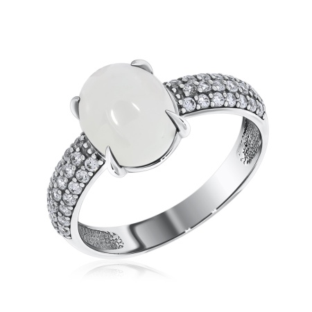 Купить кольцо из серебра с агатом и фианитами в интернет-магазине KRASNOE