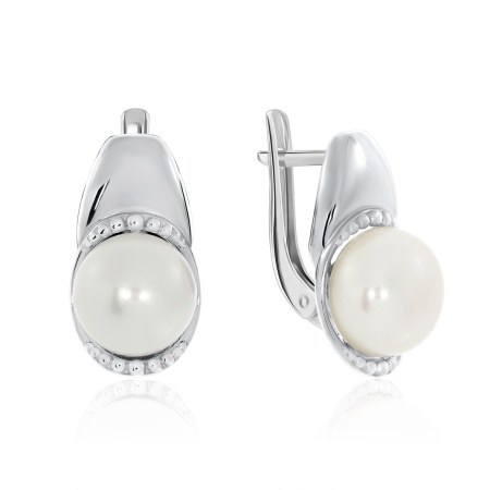 Серьги из серебра с жемчугами со скидкой